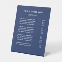 Navy Blue Simple Modern Price List Pedestal Sign