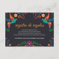 Black Colorful Floral Nuestra Boda Spanish Wedding Enclosure Card