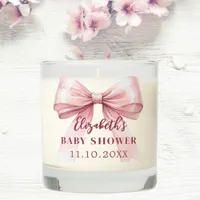 Pink bow elegant Baby Shower Scented Candle