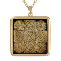 Celtic Knotwork Cross Gold Plated Necklace