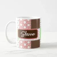 Boho Brown, Burgundy, Green and Mauve Whimsical Coffee Mug