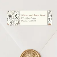 Botanical Sketch Wildflower Boho Return Address Label