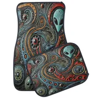 Mysterious Alien Patterns in Cosmic Design Car Floor Mat