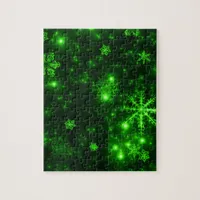 Snowflakes with Green Background Jigsaw Puzzle