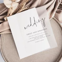 Minimalist Script Wedding Overlay Vellum Invitations