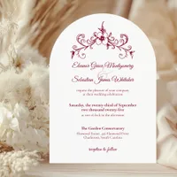 Elegant Vintage Romance Burgundy Floral Wedding Invitation