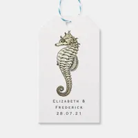Vintage Nautical Blue and Gold Seahorse Gift Tags