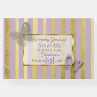 Purple and Gold Striped Elegant Wedding Book