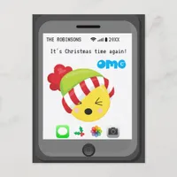 Funny Emoji themed Happy Christmas Greetings Announcement Postcard