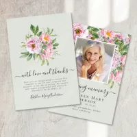 Photo Sympathy Floral Funeral  Thank You Card