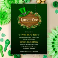 Green Clover Lucky One St Patrick's 1st Birthday Invitation