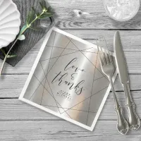 Metallic Geometric Wedding Silver/Black ID648 Napkins