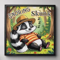 Snoring Skunk | Cute Cartoon Kid's Nursery Art Peel And Stick Photo Tile