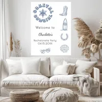 Coastal Cowgirl blue beach Bachelorette Party Poster