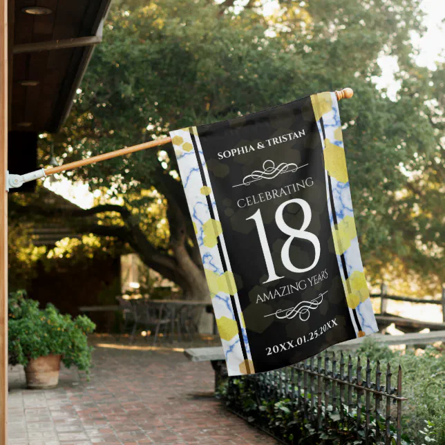 Elegant 18th Porcelain Wedding Anniversary House Flag