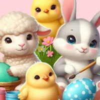 W2A Hoppy Easter Cute Bunny, Chicks, and Lamb Painting Eggs