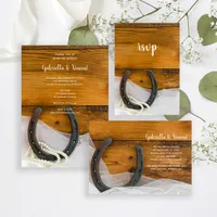 Horseshoe, Bridal Veil and Pearls Country Western Barn Wedding Stationery