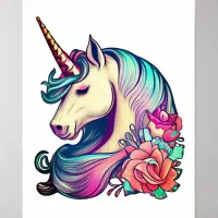 Unicorn with Flowers Vector Art