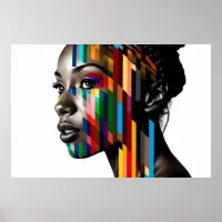 Black Woman Face Color Bars Portrait