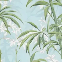 Modern Bamboo Pattern Flower Blue & Green