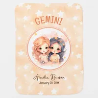 Cute Watercolor Illustration Zodiac Name Baby Blanket