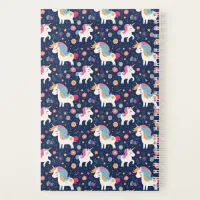 Cute Unicorn Pink Flowers Blue Background