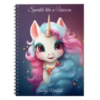 Cute Unicorn Cartoon in Pink & Purple