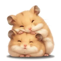 Pair of snuggling hamsters