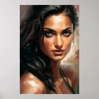 Bollywood Star Indian Woman Portrait Oil Painting