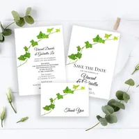 Green English Ivy Vine Foliage Wedding Stationery Collection Ideas