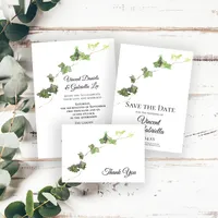 Green English Ivy Vine Watercolor Wedding Stationery Collection