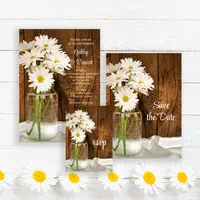 Mason Jar and White Daisies Wedding Stationery