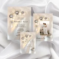 Faux White Pearls and Diamond Buttons Wedding Stationery Collection