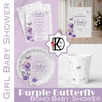 Purple Floral Butterfly Baby Shower
