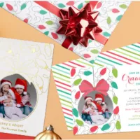 Modern String Lights Christmas Invite & Gift Paper