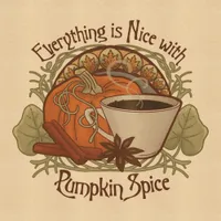 Pumpkin Spice Vintage Aesthetic Illustration: Art Nouveau Style