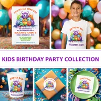 Cute Monsters Kids Birthday Party Design