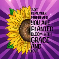 Inspirational Quote and Hand Drawn Sunflower retro purple