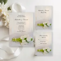 White Tulip Flower Bouquet Spring Wedding Stationery Collection