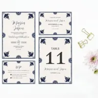 Mexican Blue Floral Otomi Fiesta Wedding Suite