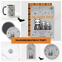 Halloween Spooky Black Skeleton Cat