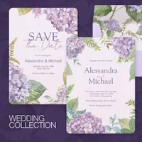 Watercolor Lavender Hydrangea Floral Wedding Designs