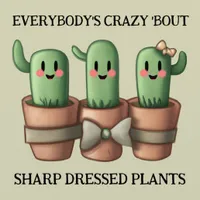 W2A Funny Potted Cacti Everybody's Crazy 'Bout Sharp Dressed Plants