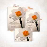 White Spring Daffodil Flower Wedding Invitation Stationery Collection