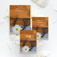 White Daisy and Horseshoe Country Western Wedding Stationery Collection