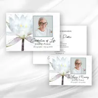 White Water Lily Flower Celebration of Life Memorial / Funeral Stationery