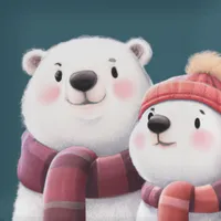 W2A Cute Polar Bears Wearing Winter Clothes