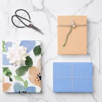 Blue, Peach, Green Floral Design Wrapping Sets