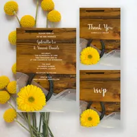 Yellow Daisy and Horseshoe Country Western Wedding Stationery