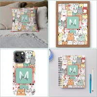 Colorful Kittens Cat Monogram Name